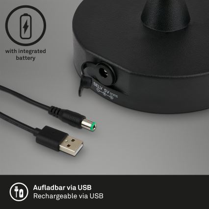 Brilo - LED Ulkotila himmennettävä rechargeable lamppu LED/3W/5V IP44