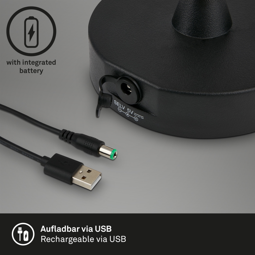 Brilo - LED Ulkotila himmennettävä rechargeable lamppu LED/3W/5V IP44