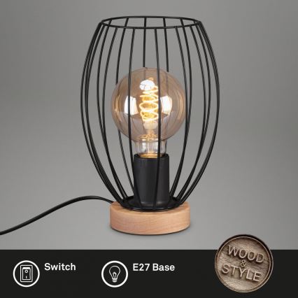 Brilo - Pöytävalaisin WAKTU 1xE27/25W/230V kumipuu
