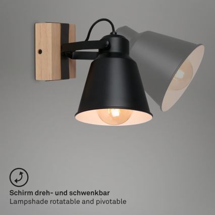 Brilo - Seinäkohdevalo TALLE  1xE27/40W/230V kumipuu
