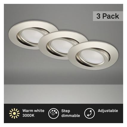 Brilo - SETTI 3x LED Himmennettävä upotettu kylpyhuonevalaisin LED/5W/230V IP23 mattakromi