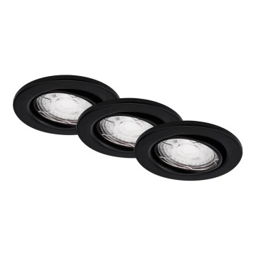 Brilo - SETTI 3x LED Kylpyhuoneen upotettava valo 1xGU10/5W/230V IP23 musta