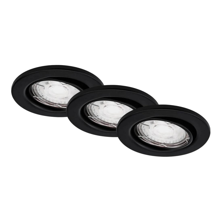 Brilo - SETTI 3x LED Kylpyhuoneen upotettava valo 1xGU10/5W/230V IP23 musta