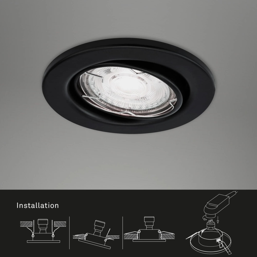 Brilo - SETTI 3x LED Kylpyhuoneen upotettava valo 1xGU10/5W/230V IP23 musta