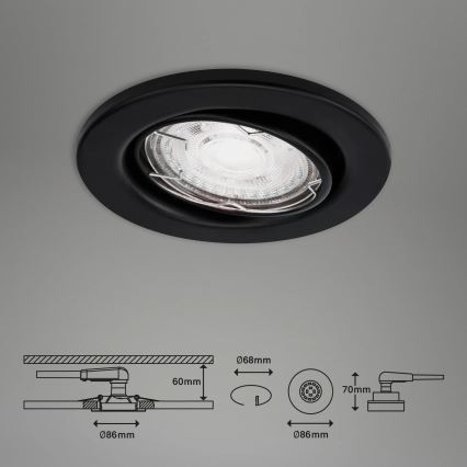 Brilo - SETTI 3x LED Kylpyhuoneen upotettava valo 1xGU10/5W/230V IP23 musta