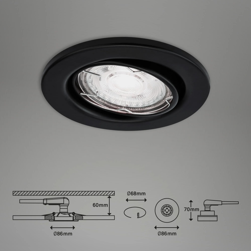 Brilo - SETTI 3x LED Kylpyhuoneen upotettava valo 1xGU10/5W/230V IP23 musta