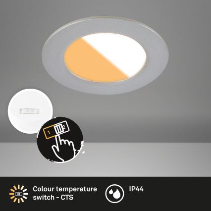 Brilo - SETTI 3x LED Kylpyhuoneen upotettava valo LED/4W/230V IP44 3000/4000K hopea