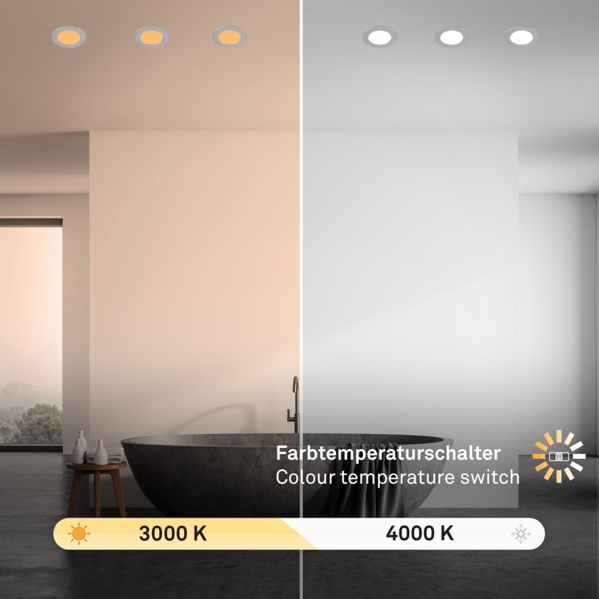 Brilo - SETTI 3x LED Kylpyhuoneen upotettava valo LED/4W/230V IP44 3000/4000K hopea