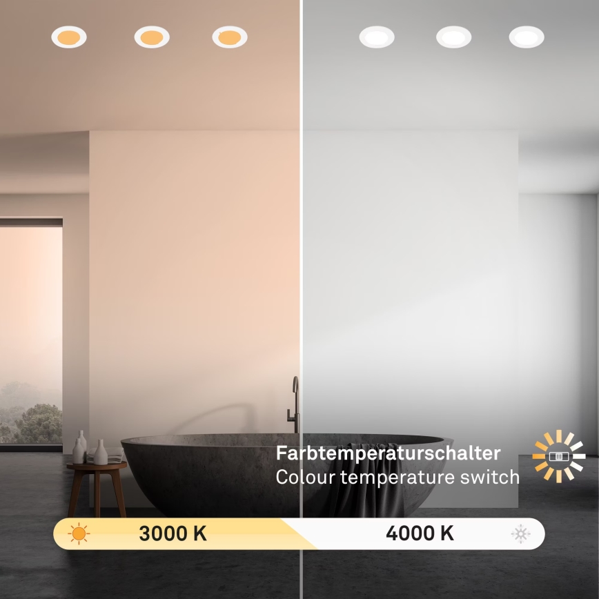 Brilo - SETTI 3x LED Kylpyhuoneen upotettava valo LED/4W/230V IP44 3000/4000K valkoinen