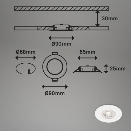 Brilo - SETTI 4x LED Kylpyhuoneen upotettava valo LED/4,9W/230V IP44 valkoinen