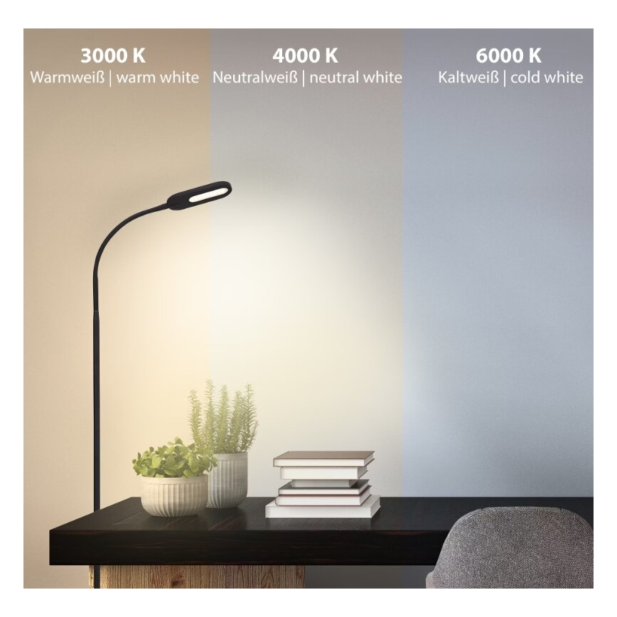 Briloner 1297-015 - LED Himmennettävä joustava lattialamppu LED/6,6W/230V 3000K/4000K/6000K