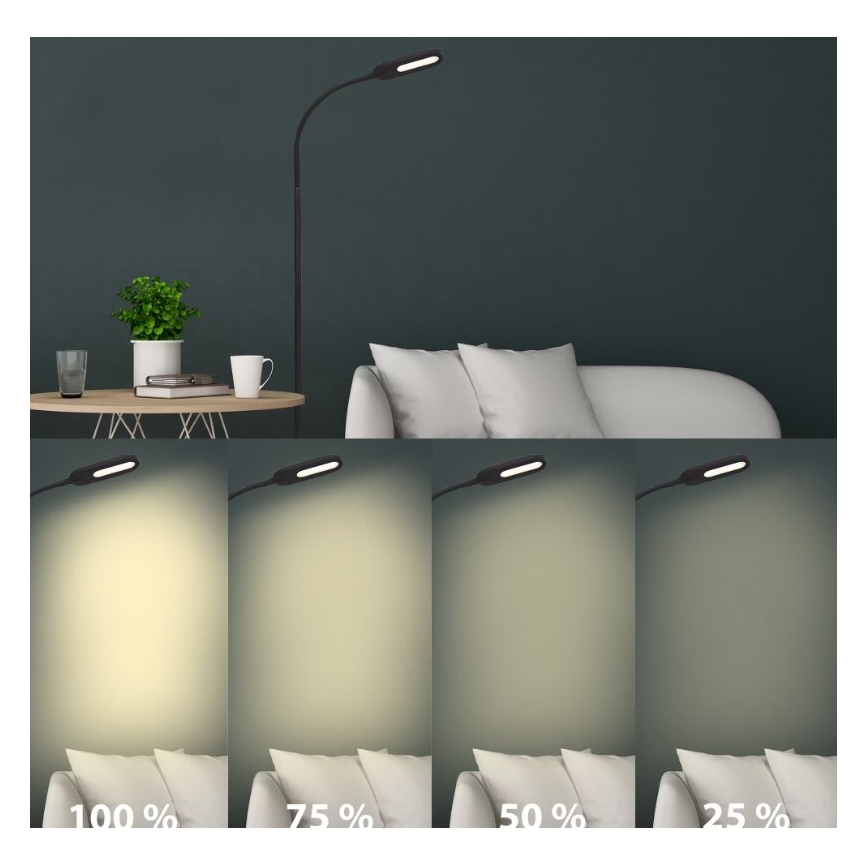 Briloner 1297-015 - LED Himmennettävä joustava lattialamppu LED/6,6W/230V 3000K/4000K/6000K