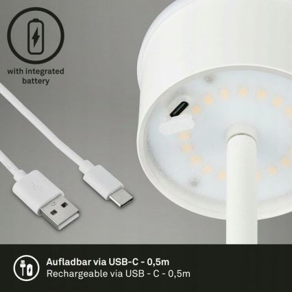 Briloner 1438016 - LED Himmennettävä kosketus lattialamppu 3in1 LED/3,5W/5V IP44 3000K 38-130 cm valkoinen