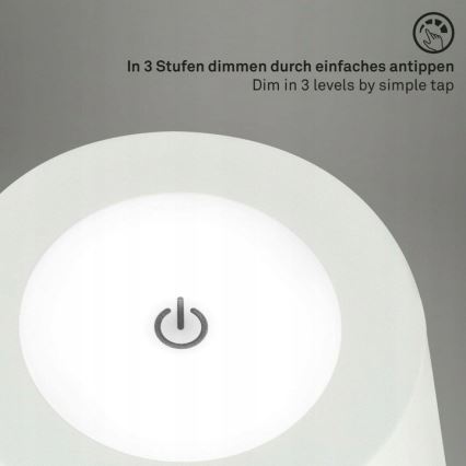 Briloner 1438016 - LED Himmennettävä kosketus lattialamppu 3in1 LED/3,5W/5V IP44 3000K 38-130 cm valkoinen