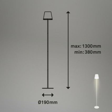 Briloner 1438016 - LED Himmennettävä kosketus lattialamppu 3in1 LED/3,5W/5V IP44 3000K 38-130 cm valkoinen