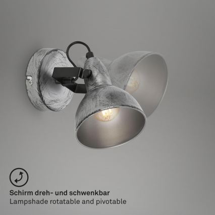 Briloner 2049-014 - Seinäkohdevalo RETRO 1xE14/40W/230V harmaa
