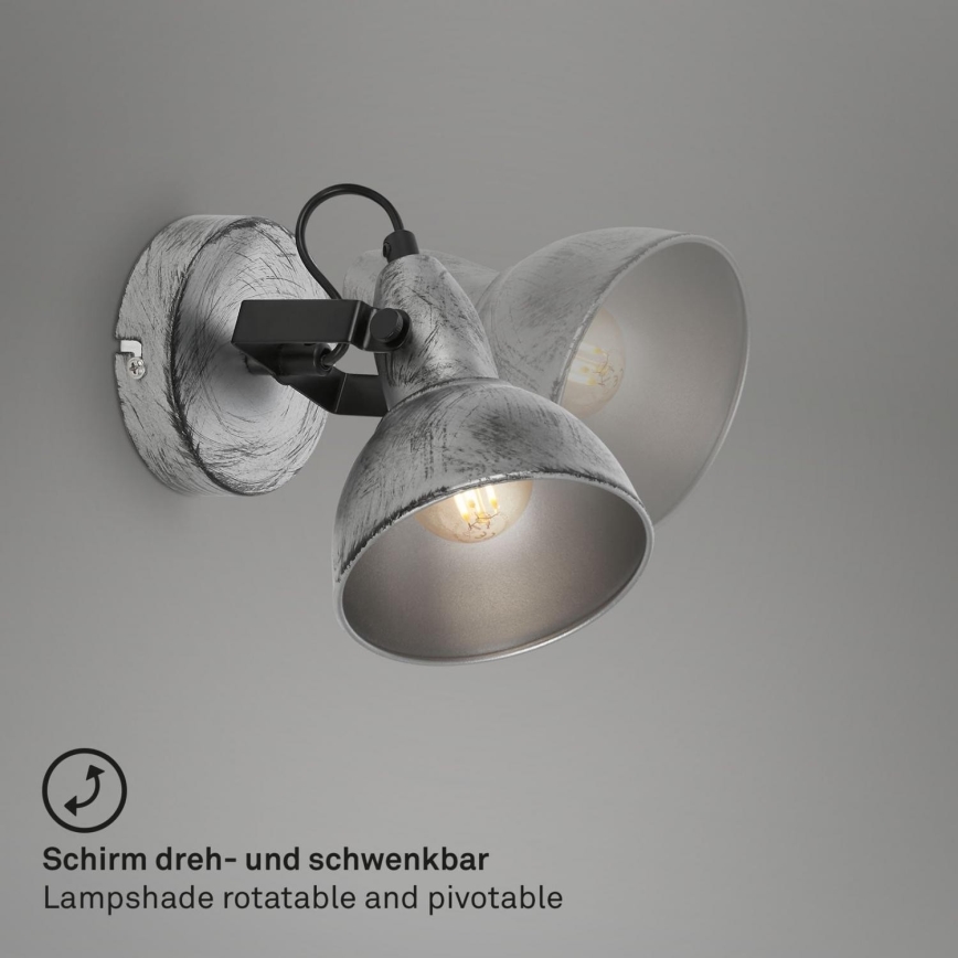 Briloner 2049-014 - Seinäkohdevalo RETRO 1xE14/40W/230V harmaa