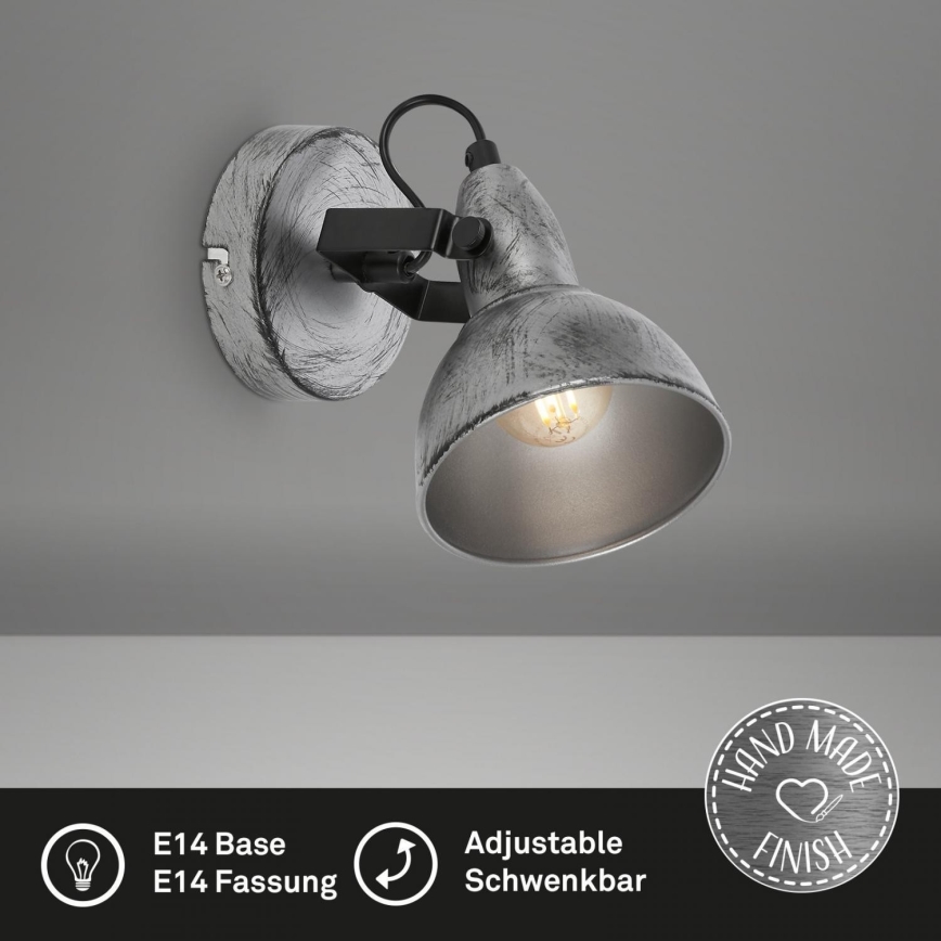 Briloner 2049-014 - Seinäkohdevalo RETRO 1xE14/40W/230V harmaa