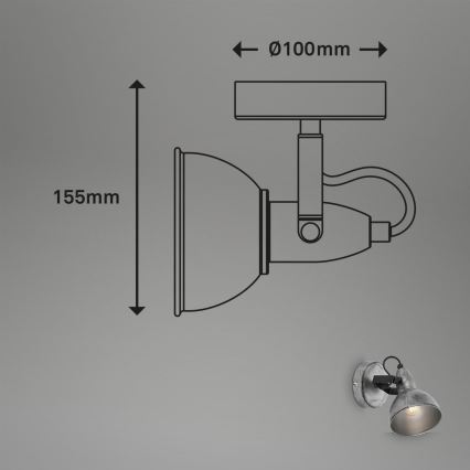 Briloner 2049-014 - Seinäkohdevalo RETRO 1xE14/40W/230V harmaa