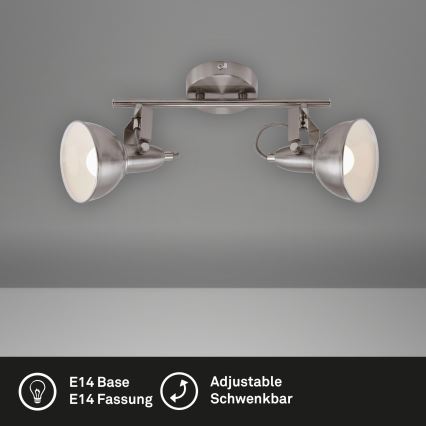 Briloner 2049-022 - Kohdevalo SOFT 2xE14/40W/230V mattakromi