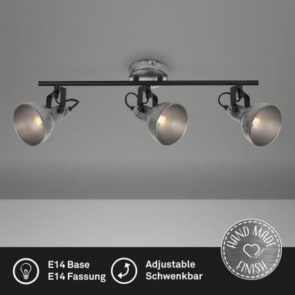 Briloner 2049-034 - Kohdevalo RETRO 3xE14/40W/230V harmaa