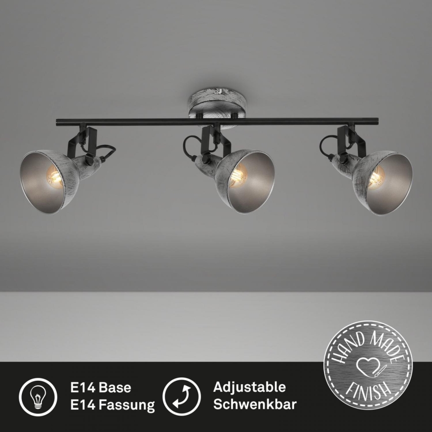 Briloner 2049-034 - Kohdevalo RETRO 3xE14/40W/230V harmaa