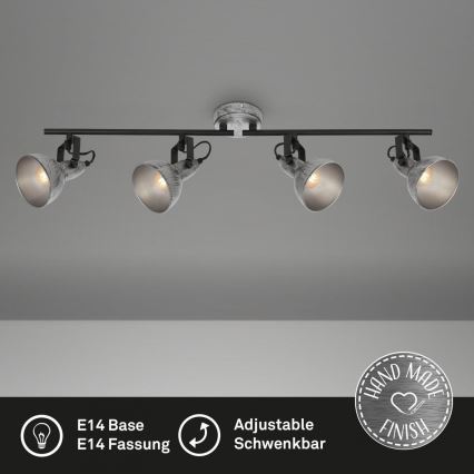 Briloner 2049-044 - Kohdevalo RETRO 4xE14/40W/230V harmaa