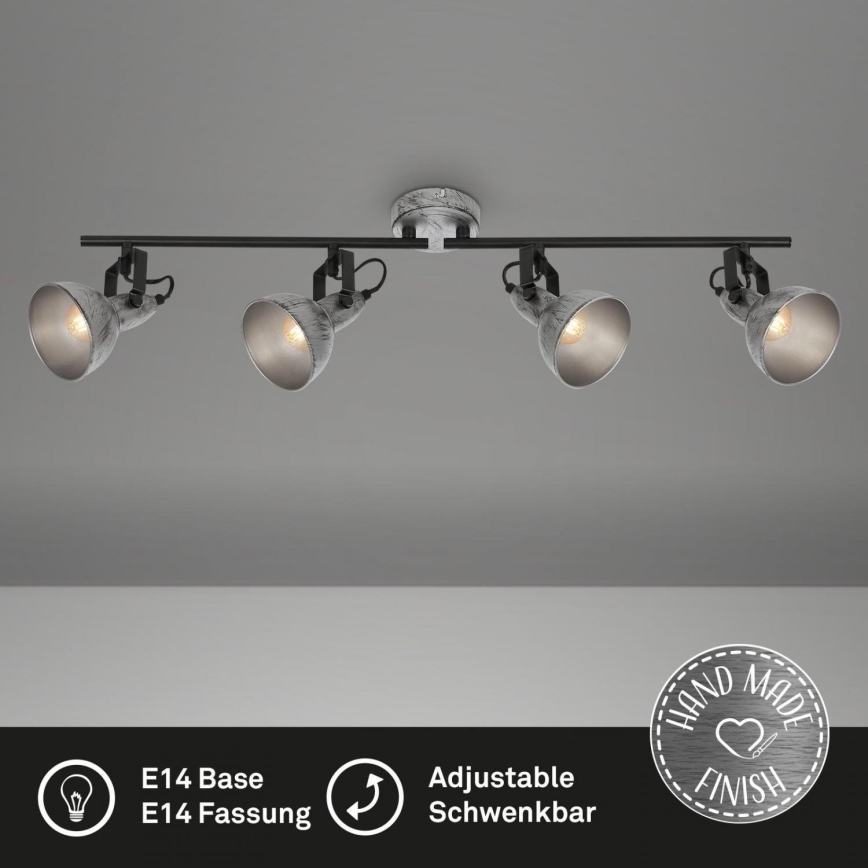 Briloner 2049-044 - Kohdevalo RETRO 4xE14/40W/230V harmaa