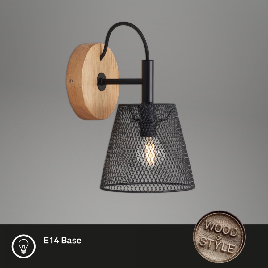Briloner 2077-015 - Seinävalaisin WOOD & STYLE 1xE14/25W/230V kumipuu