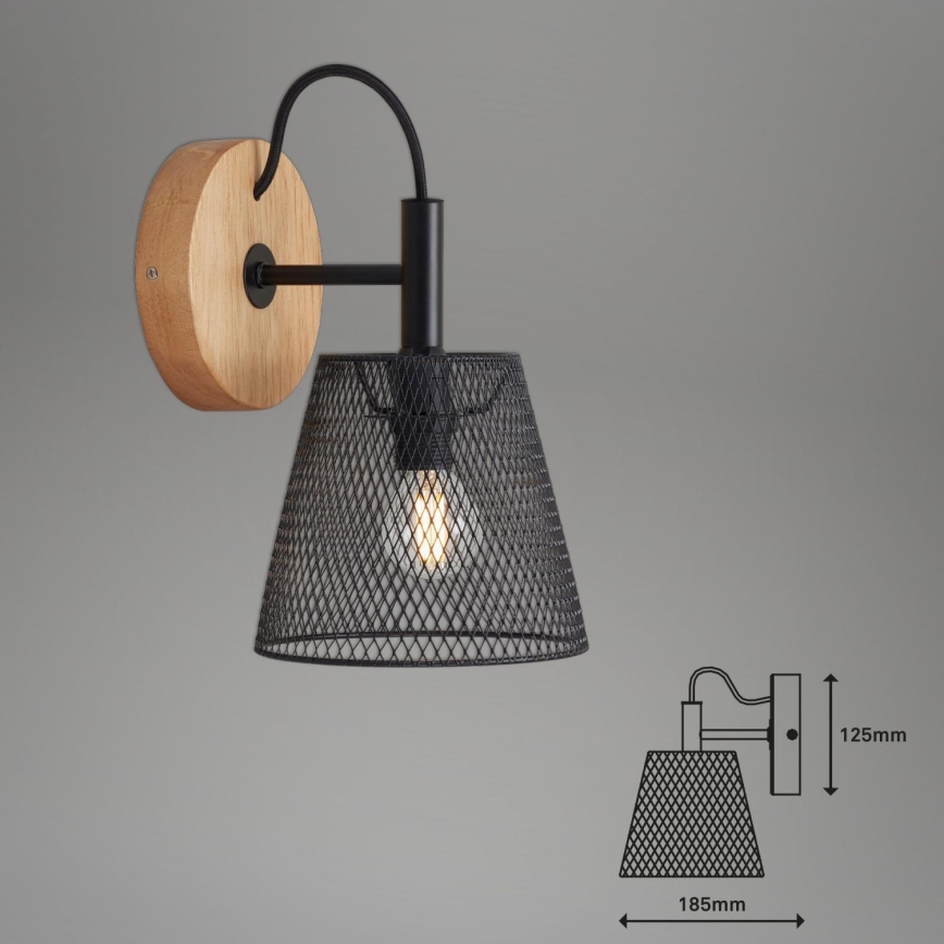 Briloner 2077-015 - Seinävalaisin WOOD & STYLE 1xE14/25W/230V kumipuu