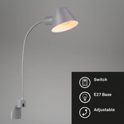 Briloner 2079-014 - Joustava seinälamppu  1xE27/10W/230V hopea