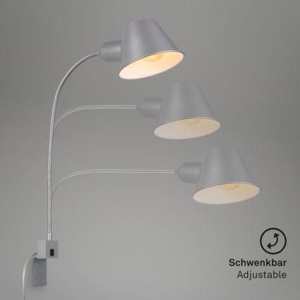 Briloner 2079-014 - Joustava seinälamppu  1xE27/10W/230V hopea