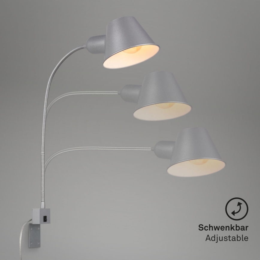 Briloner 2079-014 - Joustava seinälamppu  1xE27/10W/230V hopea