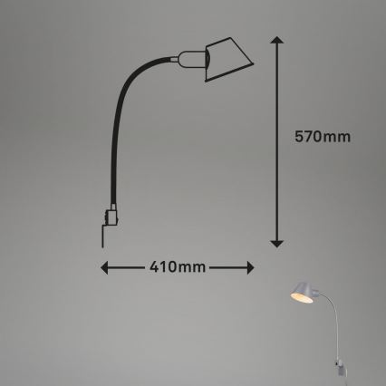 Briloner 2079-014 - Joustava seinälamppu  1xE27/10W/230V hopea