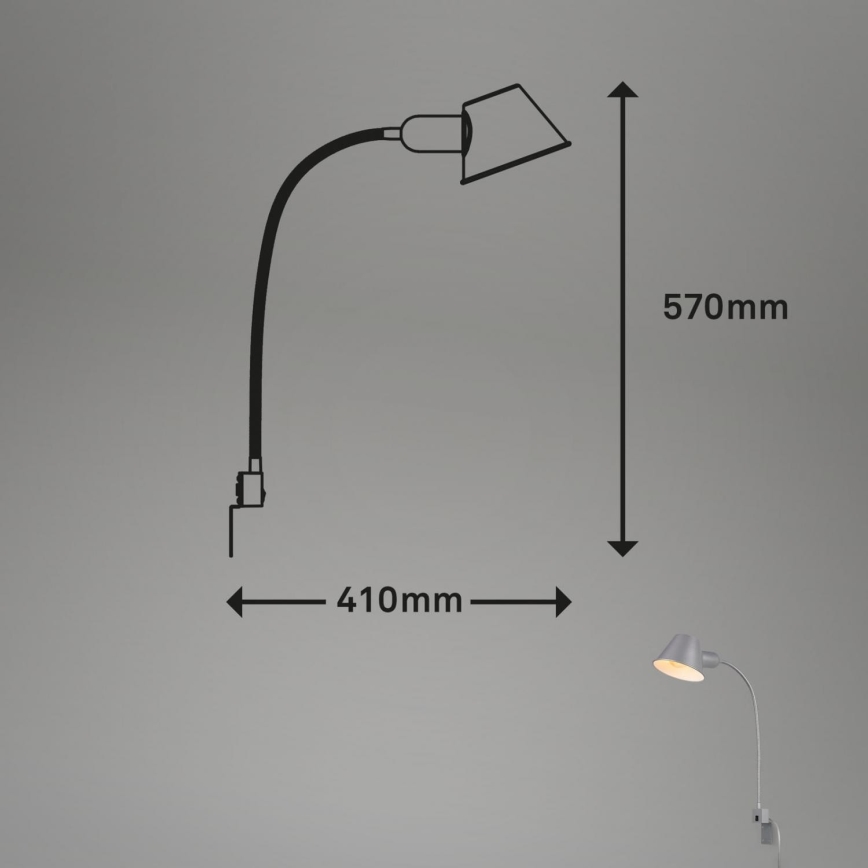 Briloner 2079-014 - Joustava seinälamppu  1xE27/10W/230V hopea