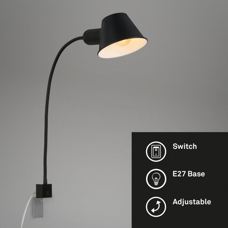 Briloner 2079-015 - Joustava seinälamppu  1xE27/10W/230V musta