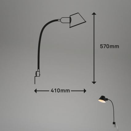 Briloner 2079-015 - Joustava seinälamppu  1xE27/10W/230V musta