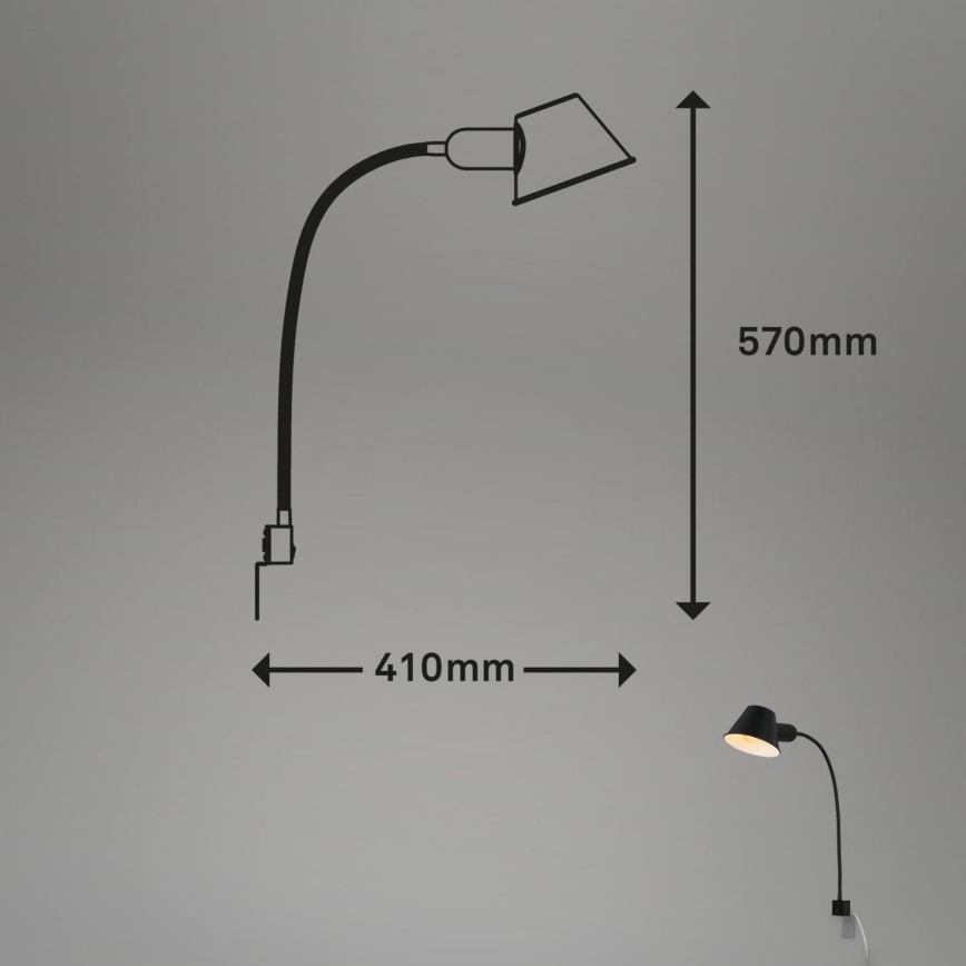 Briloner 2079-015 - Joustava seinälamppu  1xE27/10W/230V musta