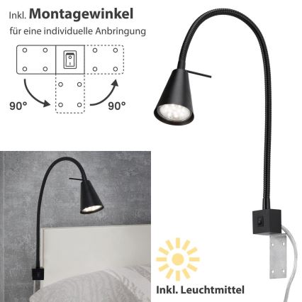Briloner 2080-015 - LED-seinävalaisin COMFORT LIGHT 1xGU10/5W/230V musta
