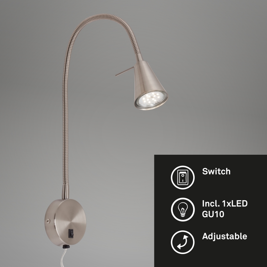 Briloner 2082-012 - LED-seinävalaisin COMFORT LIGHT 1xGU10/5W/230V mattakromi