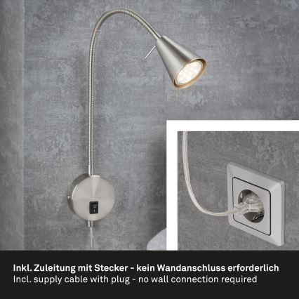 Briloner 2082-012 - LED-seinävalaisin COMFORT LIGHT 1xGU10/5W/230V mattakromi