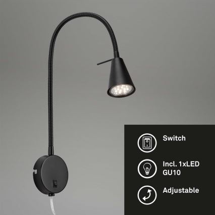 Briloner 2082-015 - LED-seinävalaisin COMFORT LIGHT 1xGU10/5W/230V musta