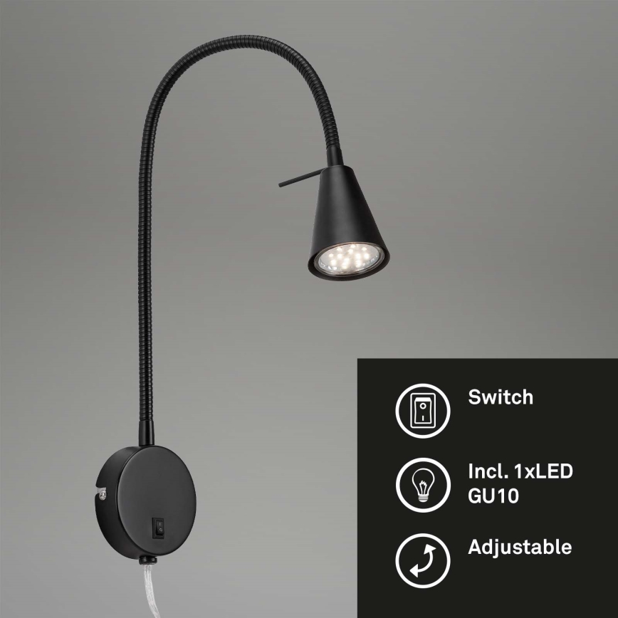Briloner 2082-015 - LED-seinävalaisin COMFORT LIGHT 1xGU10/5W/230V musta
