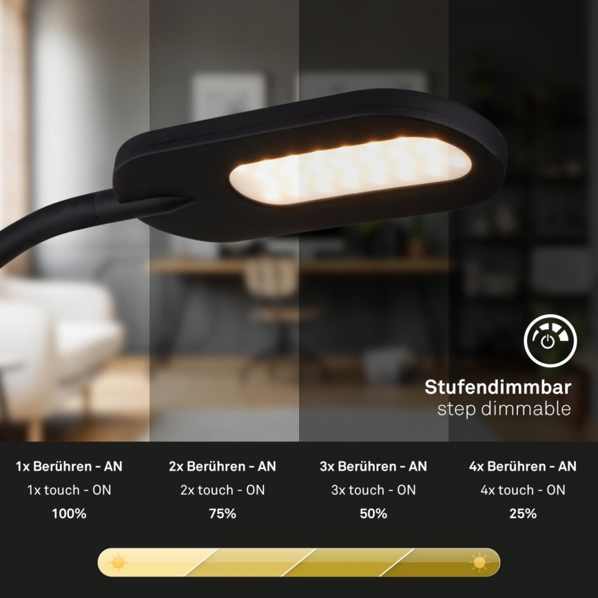 Briloner 2177015 - LED Himmennettävä flexible wall lamppu LED/6W/230V musta