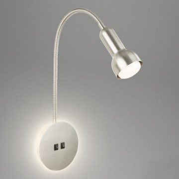 Briloner 2178012 - LED Joustava seinävalaisin 1xE14/10W/230V + LED/3W mattakromi