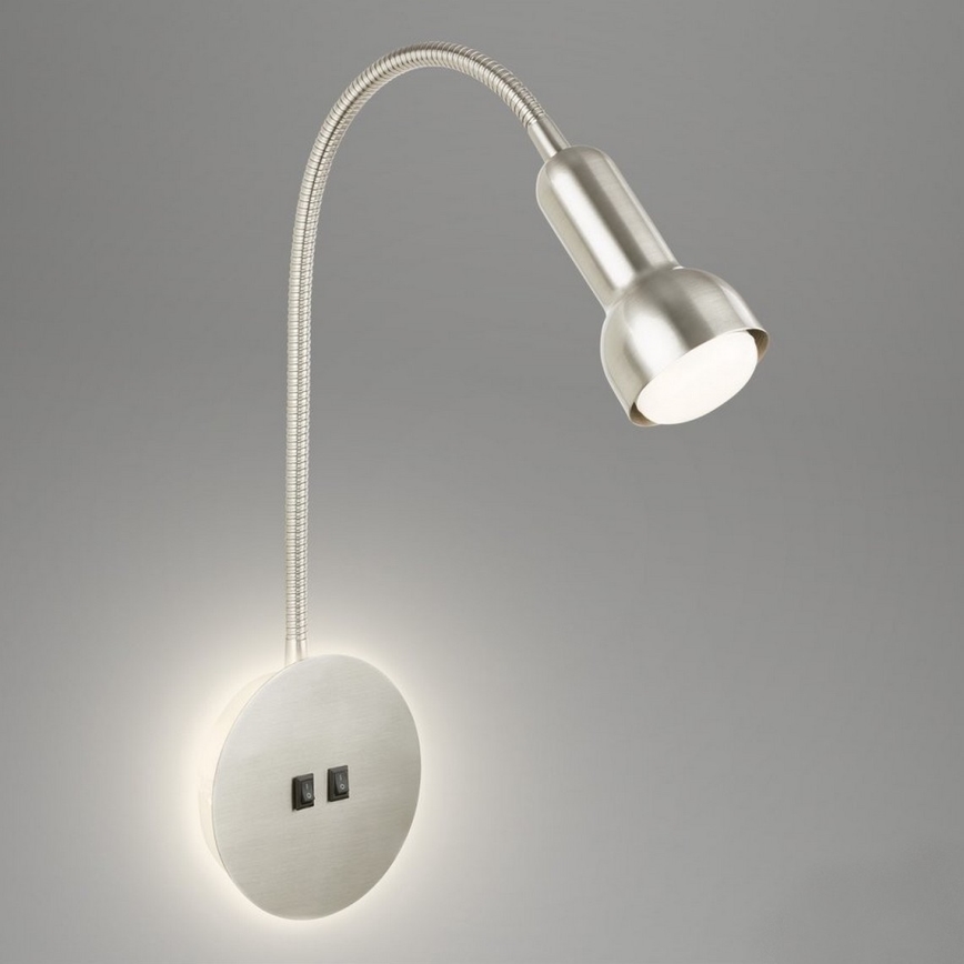 Briloner 2178012 - LED Joustava seinävalaisin 1xE14/10W/230V + LED/3W mattakromi