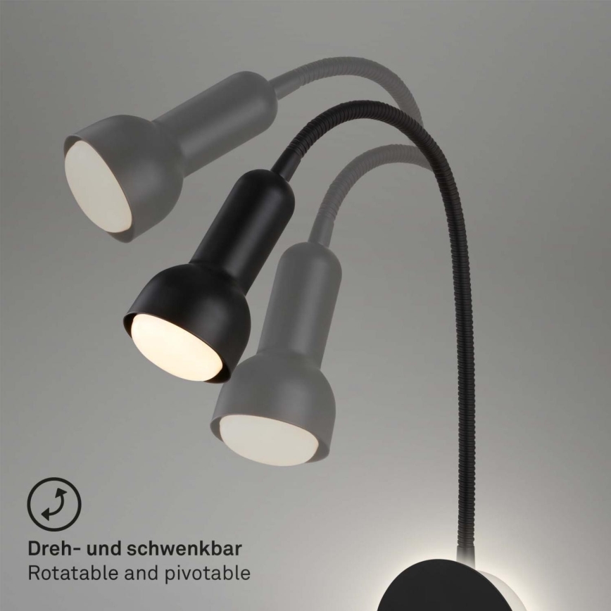 Briloner 2178015 - LED Joustava seinälamppu 1xE14/10W/230V + LED/3W musta
