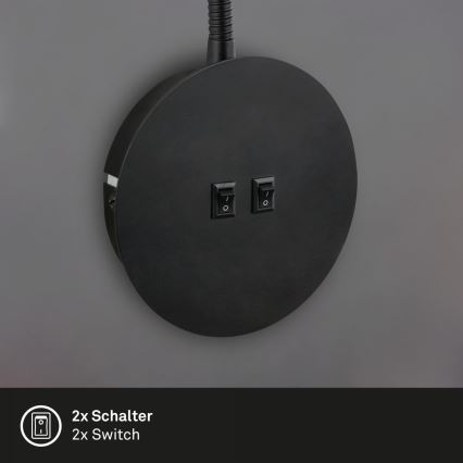 Briloner 2178015 - LED Joustava seinälamppu 1xE14/10W/230V + LED/3W musta