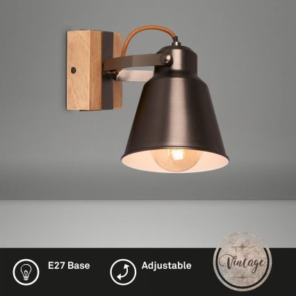 Briloner 2406-014 - Seinäkohdevalo RETRO 1xE27/40W/230V ruskea