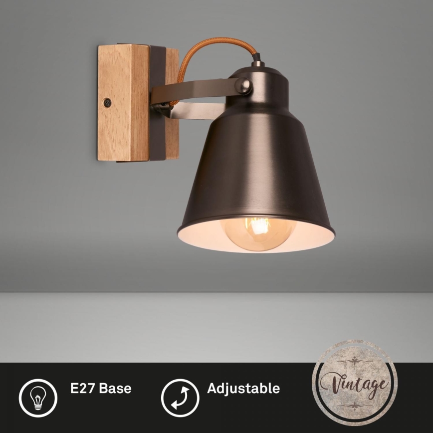 Briloner 2406-014 - Seinäkohdevalo RETRO 1xE27/40W/230V ruskea